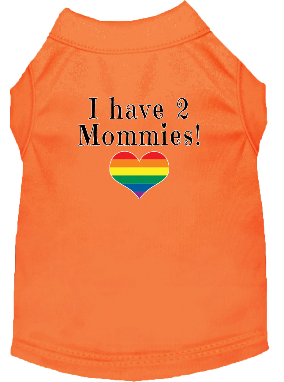 I have 2 Mommies Screen Print Dog Shirt Orange Sm